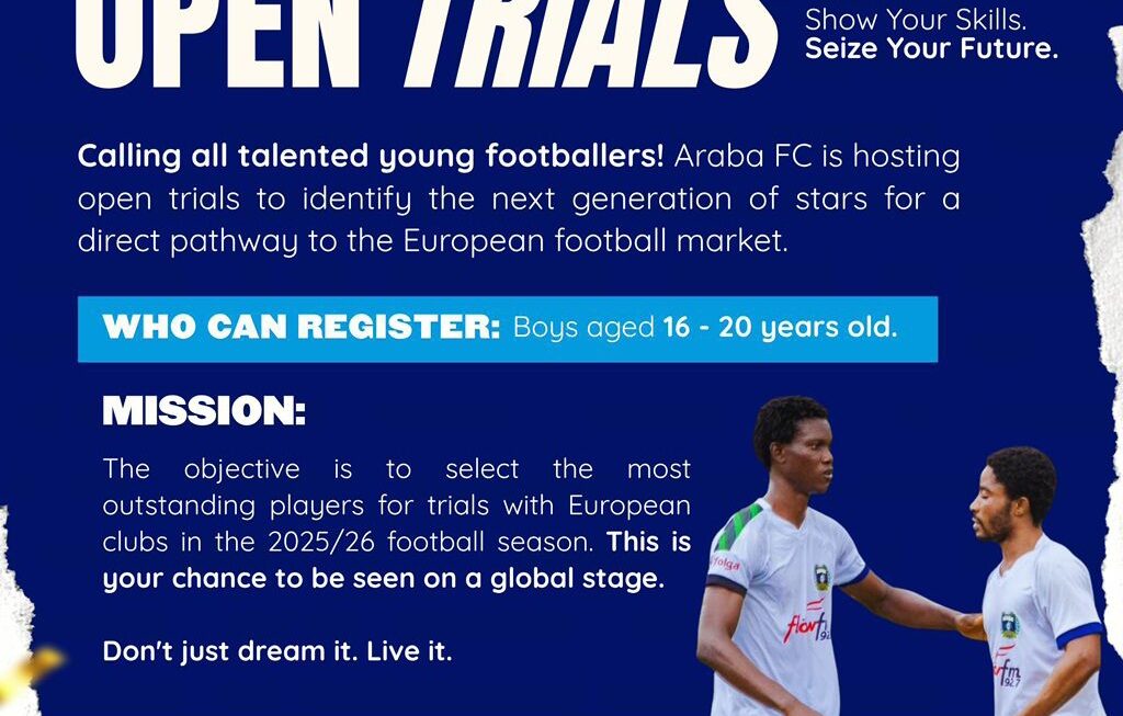 Árábà FC set for open football trials, as club targets raw talents for European markets